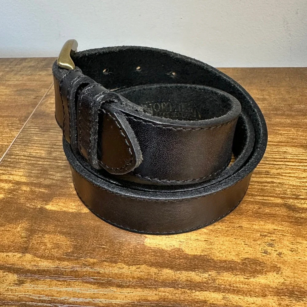 Northern Reflections Mens Black Genuine Leather Belt Solid Brass Buckle Canada